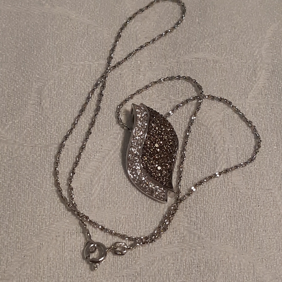 Swarovski Crystal's Necklace 925 Pendant, 18K Gold Plated Chain 16.5" L Silver T - Picture 3 of 13